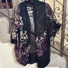 Citron Santa Monica Collection Sz S Open Drape Cardigan 100% SIlk Artsy USA