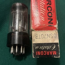 Marconi Radiotron Long Bottle Grey Plate 6SN7 GTB NOS NIB Amp Radio Preamp Tube