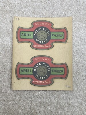 Early Harley Ariel Triumph Fuel Tank Decals Delta Cycle Works HD Sudmeyer Decal