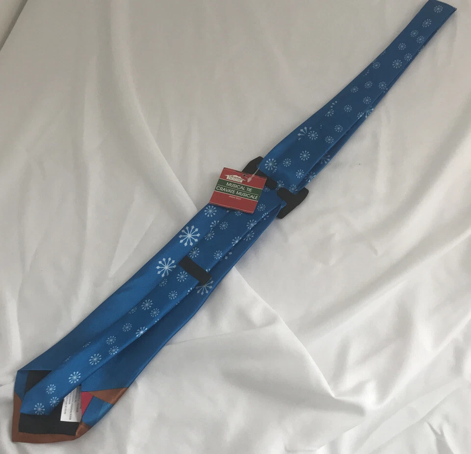 Corbata musical de reno casa de Navidad 26 pulgadas de largo tono campana de selva copos de nieve Foto 3 de 4