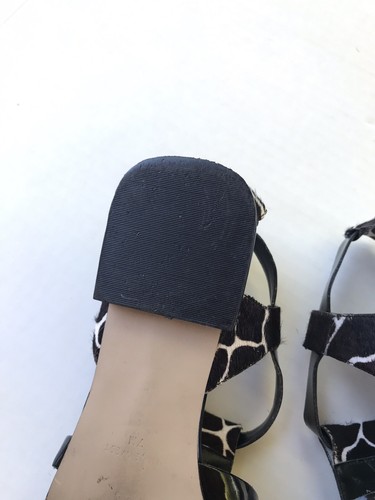 Nine West Women's Sandals Strappy Brown Animal Hair Patent Flat Shoes Open Toe 7 - Picture 10 of 10