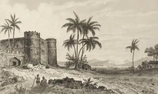 Sultan's Castle Of Aden In Lahadj Engraving Circa 1847 Yemen