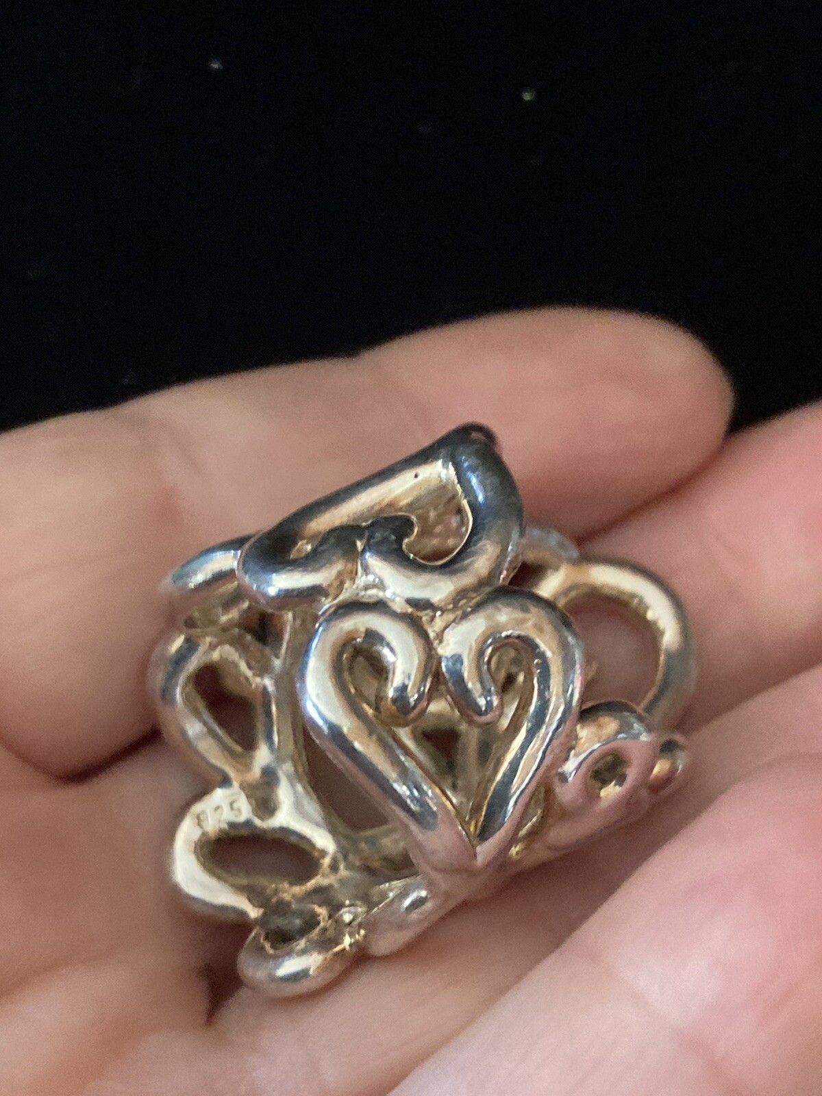 Vintage Sterling Silver Statement Scroll Ring Siz… - image 5