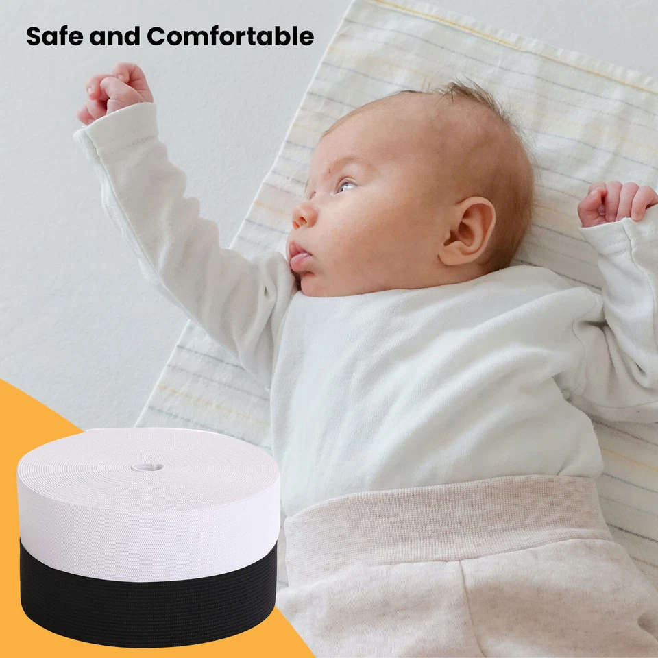 PREMIUM ELASTIC STRETCH FLAT Black White-¼, ½, 1, 1¼, 1½, 2, 3 inch Sewing Dress - Image 2 of 4