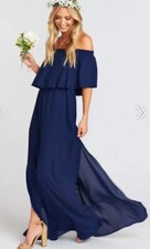Bridesmaids Navy Show Me Your Mumu Off Shoulder Maxi Dress Gown Sz M Hacienda