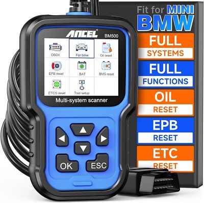 ANCEL BM500 OBD2 Scanner SRS EPB SAS CBS Reset All System OBD Diagnostic For BMW