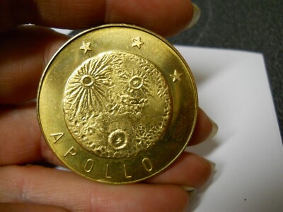 NASA Apollo XI 11 Brass Challenge Coin First Manned Lunar Landing