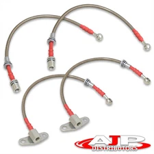 Silver 4PC F+R Racing Stainless Steel Brake Line Kit For 1991-1995 Toyota MR2
