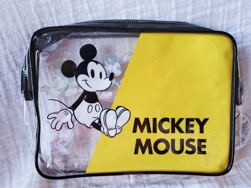 NWT Daiso DISNEY Mickey Mouse Clear Zipper Bag w/ Gusset