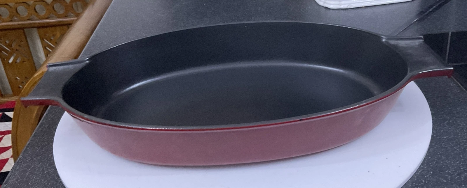Aga Red Enamel Cast Iron Large Oval Oven Gratin 35cm Roasting Baking Dish Pan