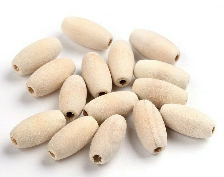 Holzperlen 20 x 10 mm Oval Farblos 50stk für Schmuck Basteln Natur Holz Deko H21 - Bild 3 von 3