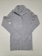 NWOT EDDIE BAUER Woman's SMALL Stretch Ribbed Long Sleeve Collared Sweater TAUPE