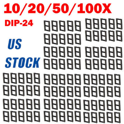 10/20/50/100PCS 24 Pin Wide DIP Round IC Socket Solder Type Gold Plated Machined