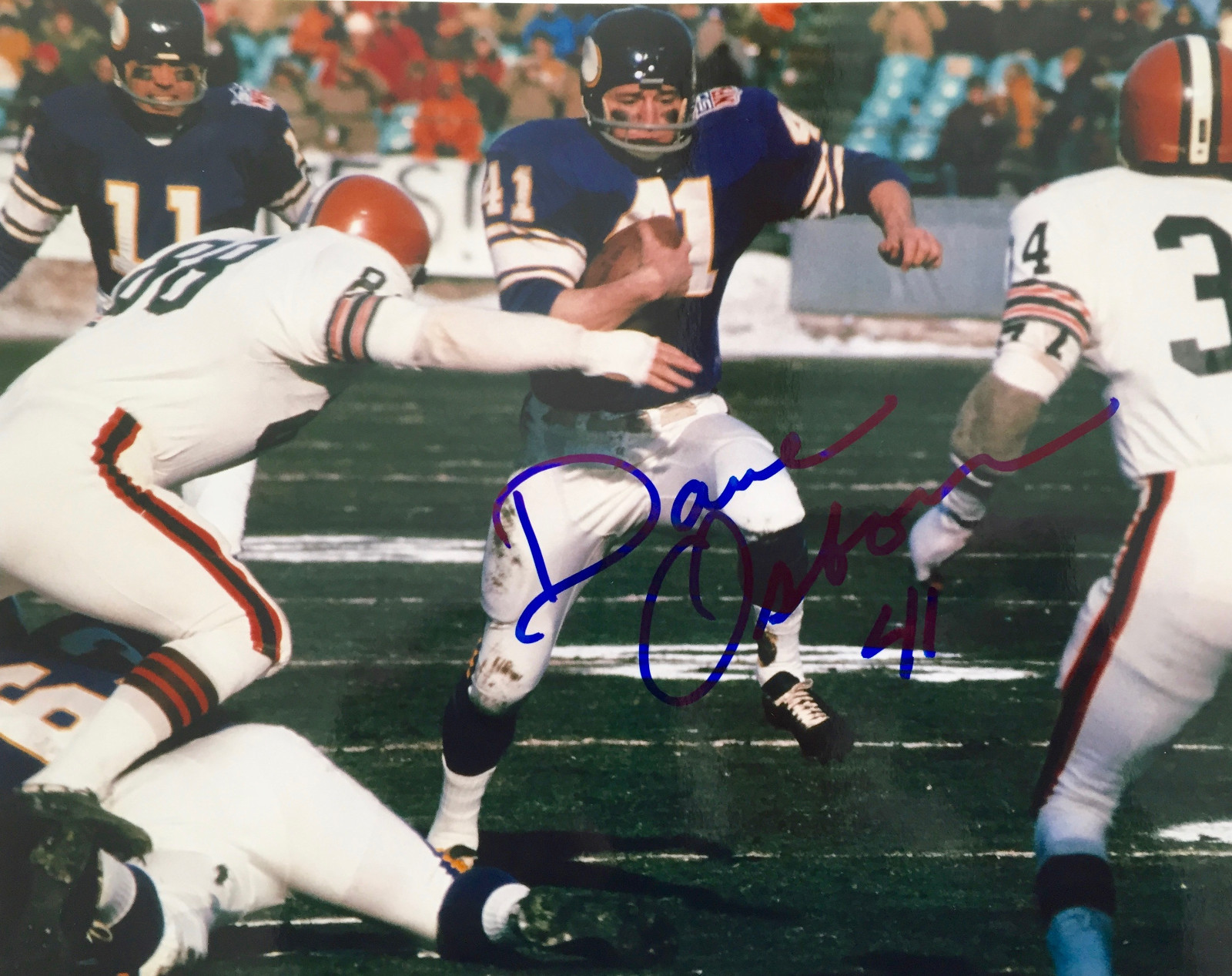 Dave  Osborn #41 Minnesota Vikings Great Autographed 8x10 Photo W/COA #9