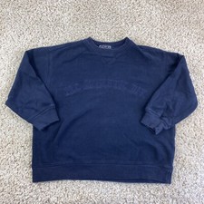 PLC youth boys medium 7/8  solid navy blue long sleeve crew neck sweater