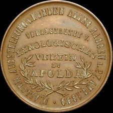 HUNDEZUCHT: Bronze-Medaille 1899. HUNDE-AUSSTELLUNG APOLDA / TH&Uuml;RINGEN.