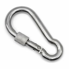 1.5 " Heavy Duty Metal Screw Lock Carabiner Hook Snap Clip 316 SS Outdoor