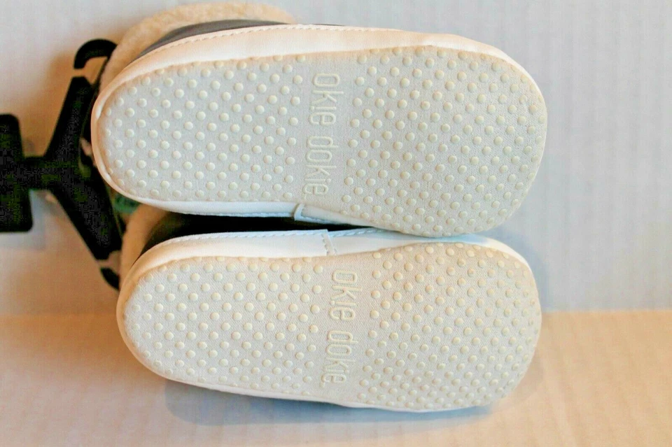 Okie Dokie Brown Crib Shoes Boots w Fleece Trim Infant 9-12 Mos. Baby Boy Size 4 - Image 4 of 4