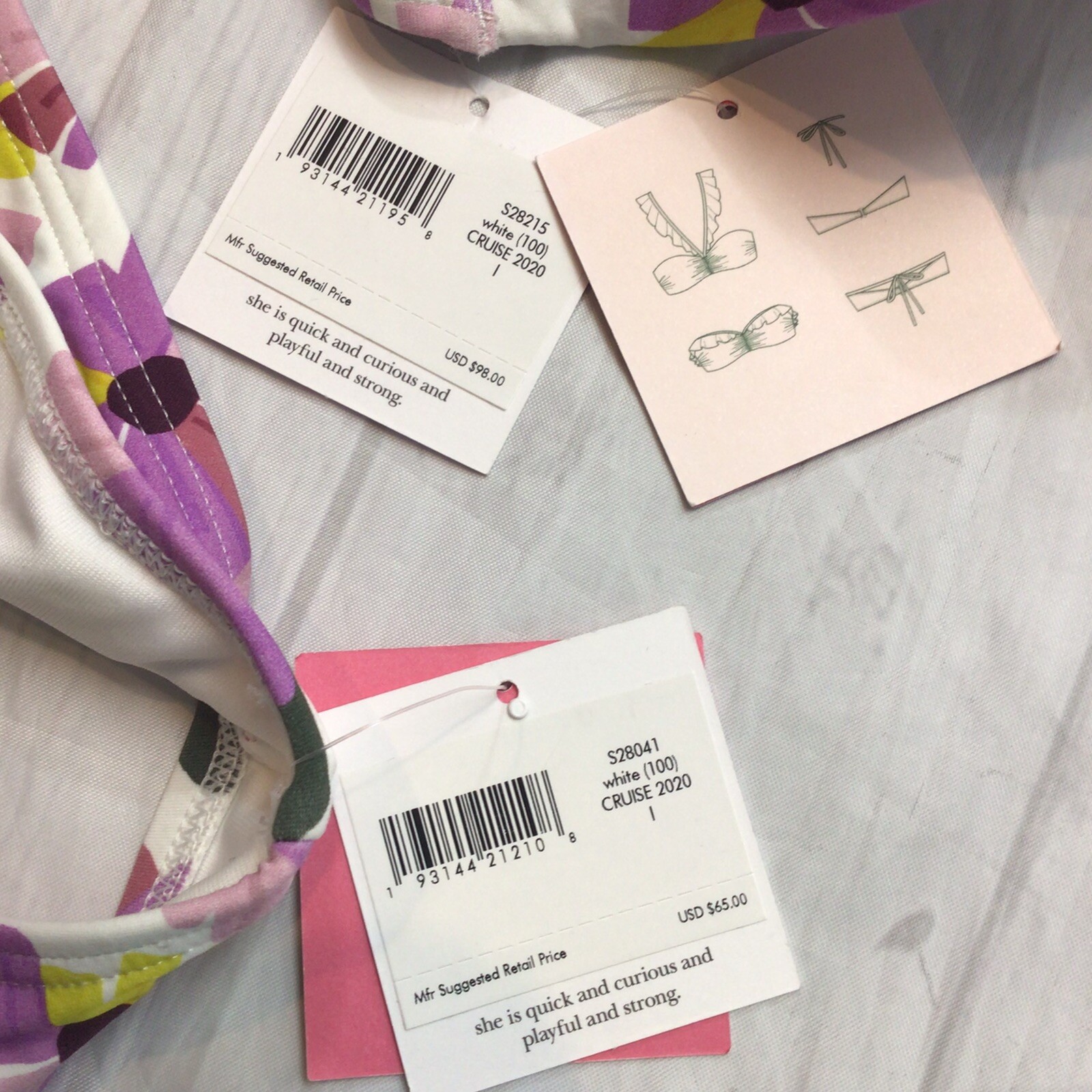 2pc Kate Spade White Floral Cruise Convertible Ruffle Bikini Set Size Large thumbnail 10