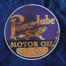 8" Round Metal Sign Wall Art Man Cave Garage Bar Gas Station Powerlube Oil