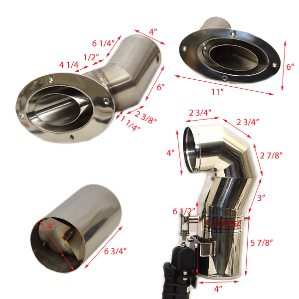 Corsa Boat Exhaust Volvo Diverter BB Cat SE Chaparral 287 SSX 83989