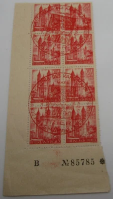 ALLEMAGNE-ETAT RHENO-PALATIN TIMBRES N° 8 BLOC 8 + 2 BDF - CACHET ROUGE TRIER - Photo 1/2