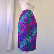 Vintage  90s Anne Crimmins for Umi Collections 100 Silk Multicolored Skirt