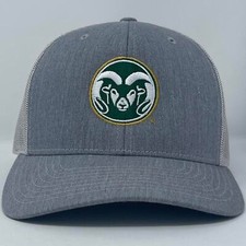 Colorado state trucker hat snap back embroidered grey green rams
