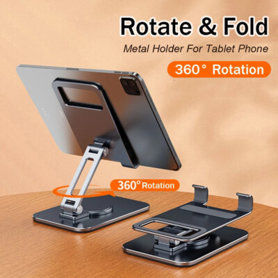 360° Metal Tablet Stand Adjustable Cell Phone Holder For iPad Pro