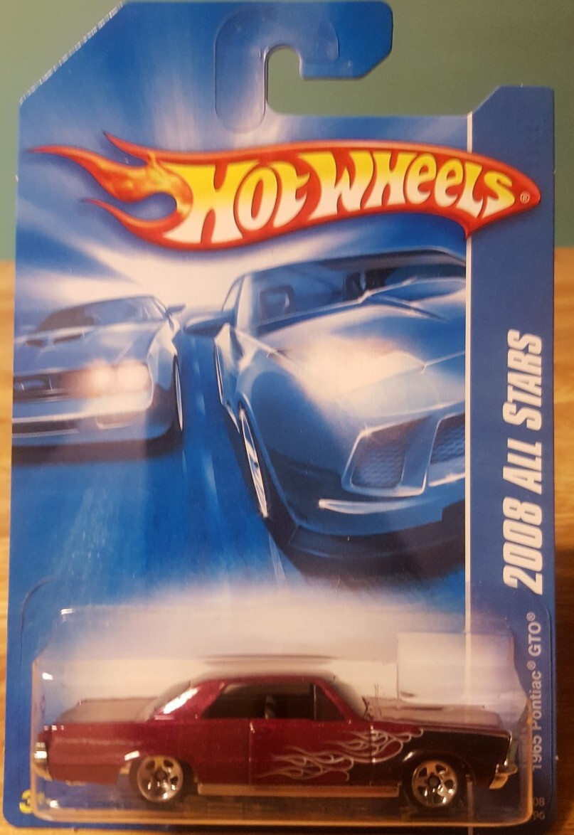 Hot Wheels 1965 Pontiac GTO Burgundy W/ Black Flames 1:64 Low