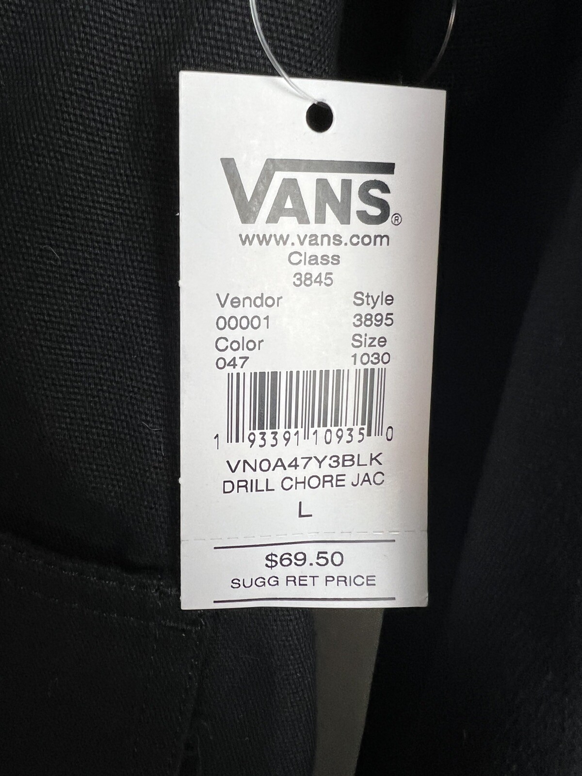 Vans Women’s Drill Chore Black Canvas Jacket Size L image 3