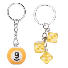 Lucky 9 Ball Keychain with Dice Keychain Keyring Charm Yellow/Dark Yellow