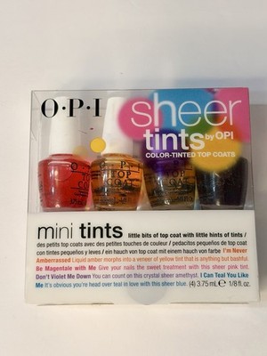 4pc OPI Sheer Tints Color Tinted Top Coats Mini Nail Polish Magenta Violet Amber
