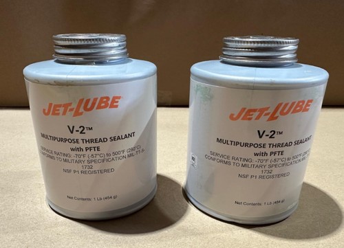 2x Pack 1LB / 16oz Jet-Lube V-2 Multipurpose PTFE Pipe Thread Sealant NSF P1