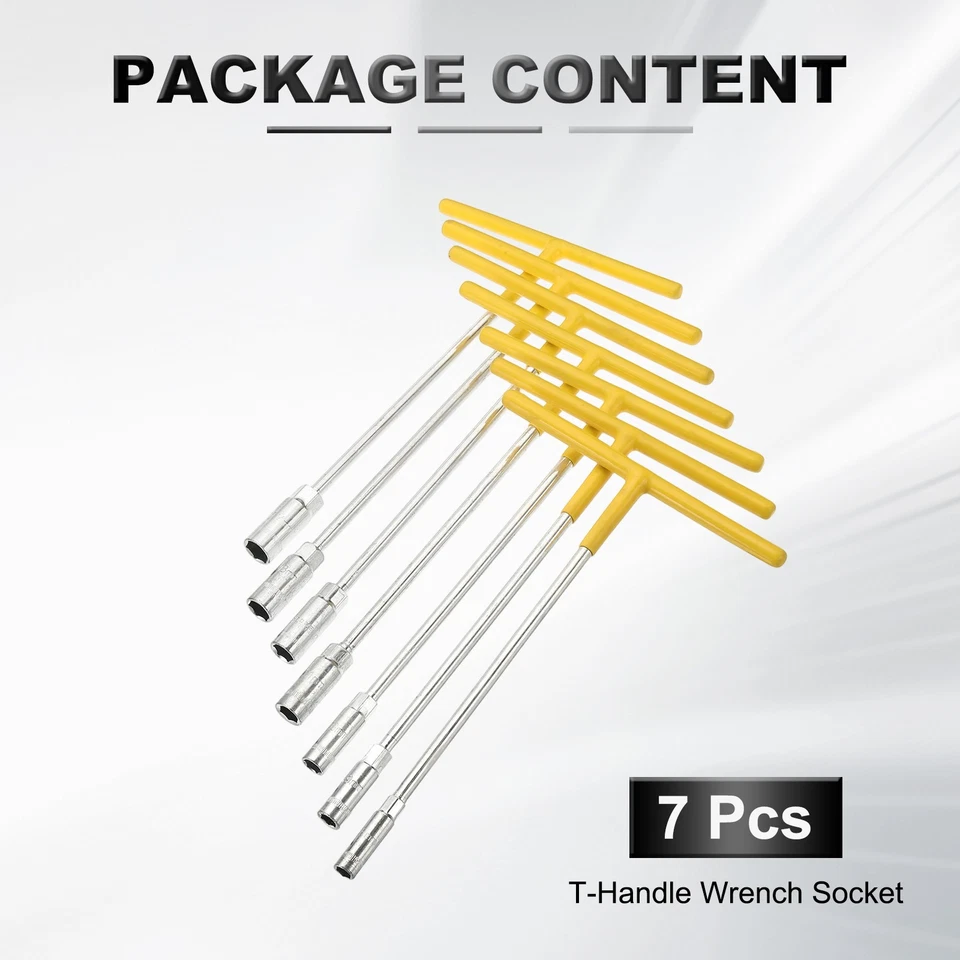 7 peças conjunto de soquete chave alça T 8mm a 14mm soquete de 6 pontos com longo alcance - Imagem 3 de 4