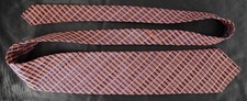 Ike Behar 100% silk USA made tie red blue purple cross hatch diagonal striped