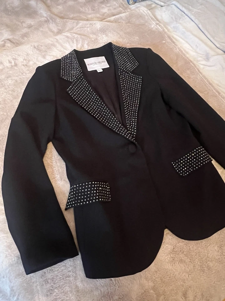 Boston Proper Black Long Sleeve  Suit, Jacket Women's  Size 10 New - Image 2 of 4