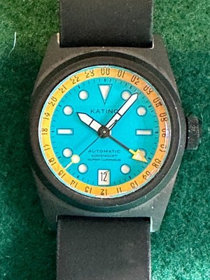 Katino Shark Shadow Diver 300M Titanium Automatic GMT Dive Watch, DLC coating