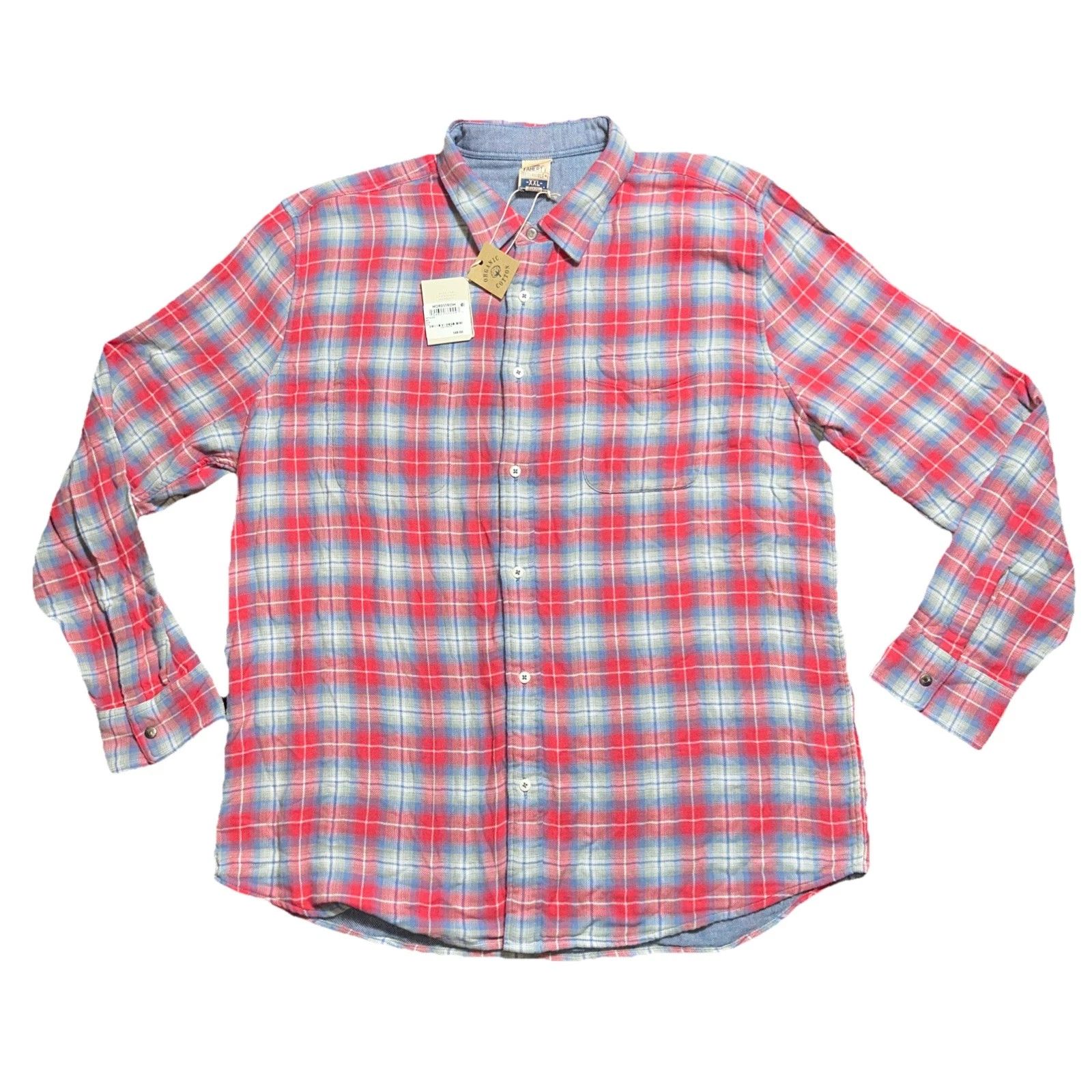 Faherty Shirt Mens XXL Reversible Flannel Plaid Organic Cotton NWT $148