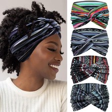 Extra Wide Boho Headbands for Women Non-Slip, 7'' Large Twist Knotted Stretchy