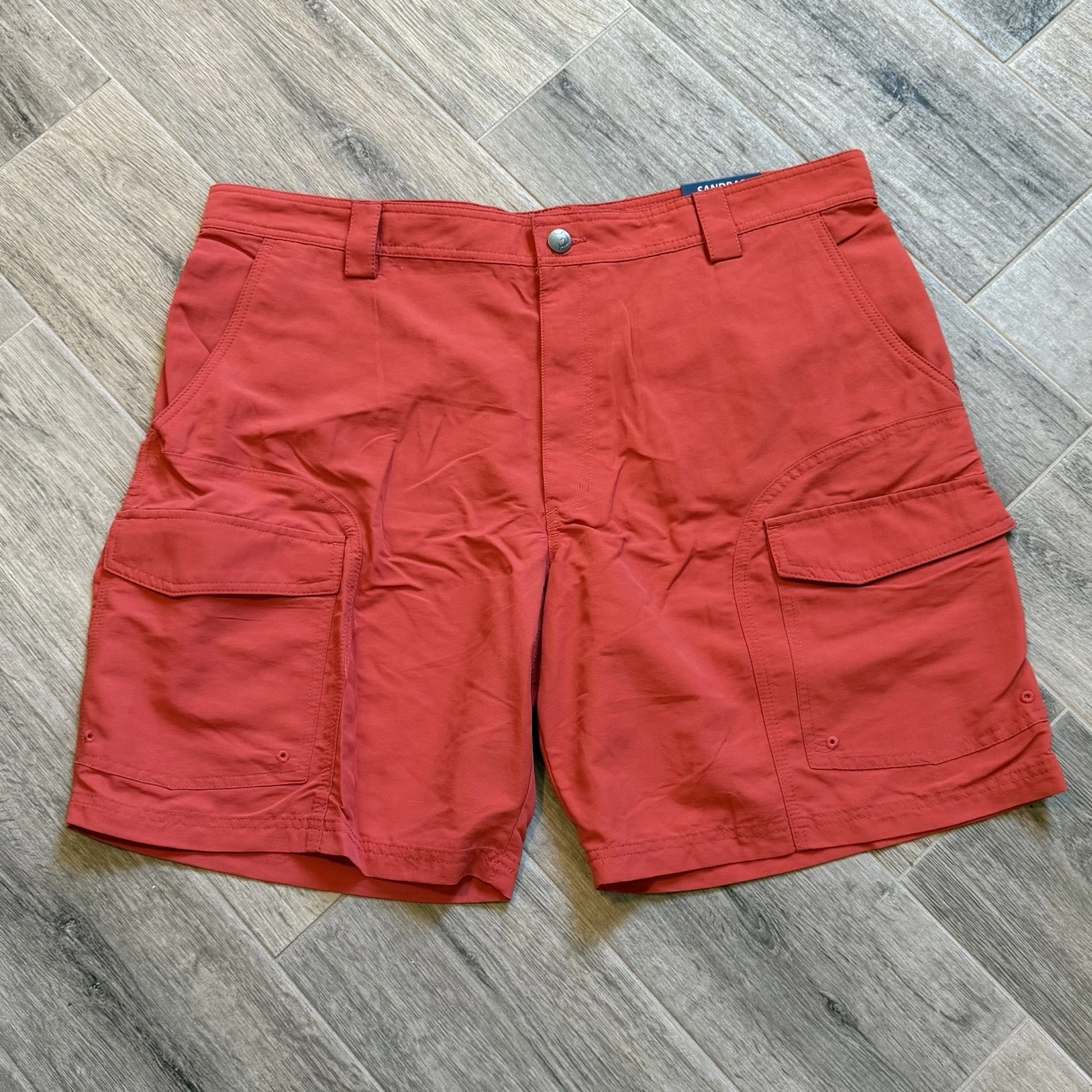 Reel Legends Hybrid Shorts Mens Size 42 Red Orange Fishing Camping Beer Pocket