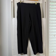 Eileen Fisher Pull On Pants Women's Black Stretch Elastic Waist Classic - Large