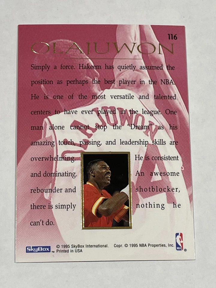 1994-95 SkyBox E-Motion Basketball #116 - Hakeem Olajuwon - Houston Rockets - Image 2 of 2