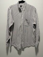 Arrow Wrinkle Free Oxford Shirt 16 34/35 Blue White Stripe Button Down