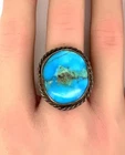 Vintage Native American Turquoise, Sterling Silver Ring Sz. 8.5