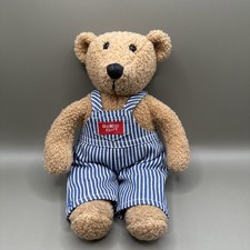 Vintage Eden Toys OshKosh B  Gosh Teddy Bear Plush 10  Striped Overalls Osh Kosh