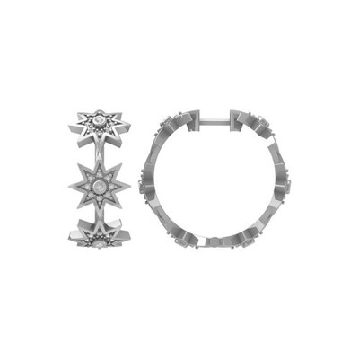 14 Karat Weißgold runde Lab gezüchtete Diamant Creolen Geschenk für Frauen
