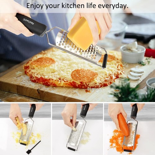 Elegant 2 Pack Lemon Zester & Cheese Grater - Stainless Steel with Rubber Handle - Picture 8 of 12