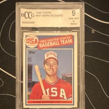 Topps 1985 Mark McGwire #401 USA Baseball Team BCCG 9 Graded Card