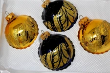 HD Visions by Holly Blown Glass Ball 2.5''D Christmas Ornament Gold Glitter USA